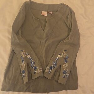 Boho tee shirt with embroidery Size XL